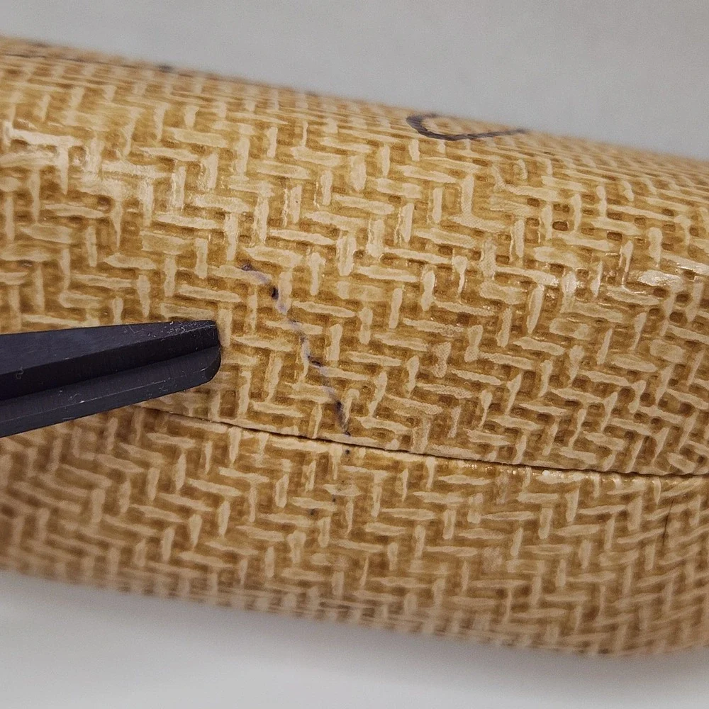 Maui Jim Sunglass EYEGLASS CASE Only Faux Bamboo Basket Weave Hard Clamshell